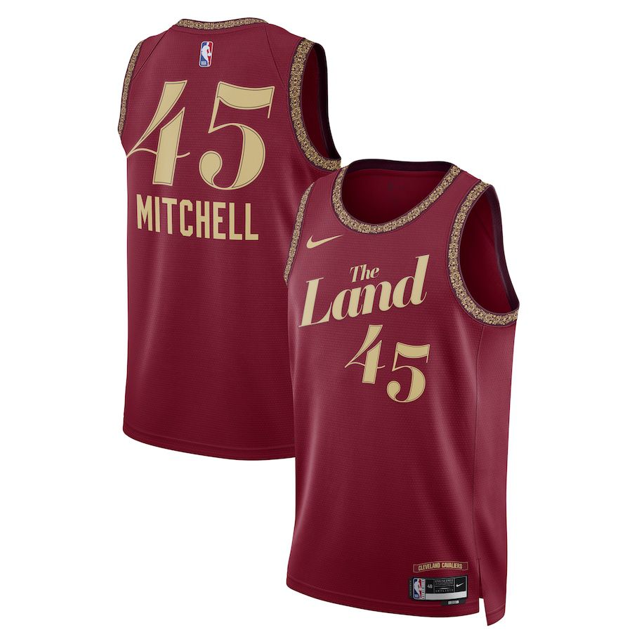 Men Cleveland Cavaliers #45 Donovan Mitchell Nike Wine City Edition 2023-24 Swingman NBA Jersey->cleveland cavaliers->NBA Jersey